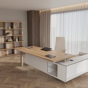 Cloud executive desk in wood, 200 × 100 cm (78 3/4 × 39 3/8 in)