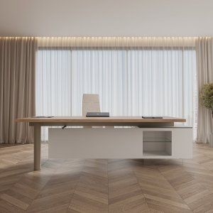 Modern executive desk Cloud by Codutti with tempered glass top