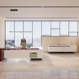 Leather-clad structure of the Cloud executive desk