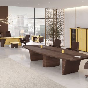 Diamond chair with hollow in the arm beside the iSixty executive desk