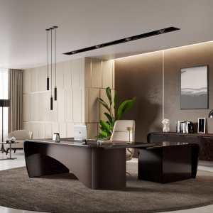 Executive desk Mithos with leather insert in the top