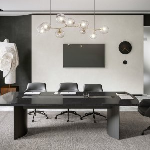 Storage cabinet Mithos with glass doors and leather top