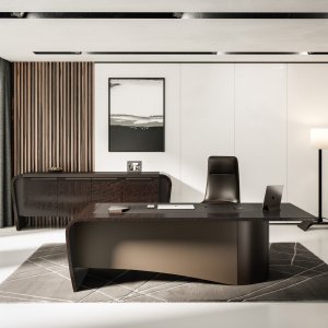 Bar cabinet of the Mithos collection with leather front panels