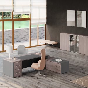 Modular boardroom table One by Codutti for 14 people with glass-wood-glass top