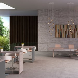 Conversation counter One, 110 cm high, with stainless steel footrest
