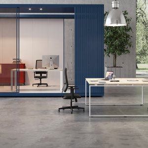 Loft workstations desks in an open plan office