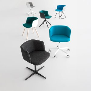 Fully upholstered Cut chair wrapped in grey fabric