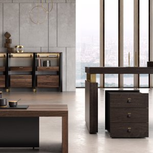 Cadira executive chair behind the I Rovereschi desk with external return
