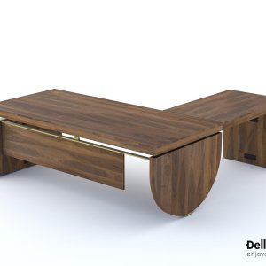 The central eco-leather top slides open on an I Rovereschi desk