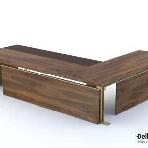 Chocolate oak veneer edge on the 58 mm top of the I Rovereschi desk