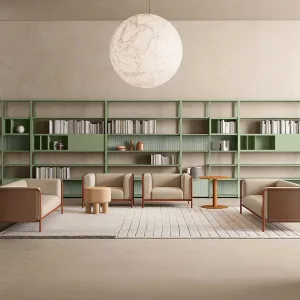 Full-height Line System wall in a coworking space
