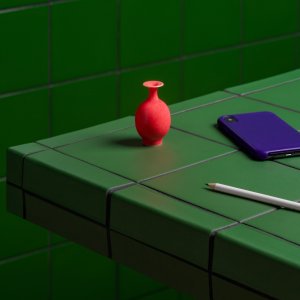Reception with a coloured Din wall by Mutina