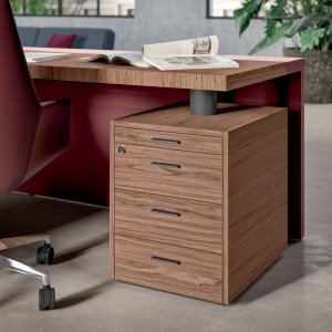 e-10 meeting table in striped ebony with leather insert