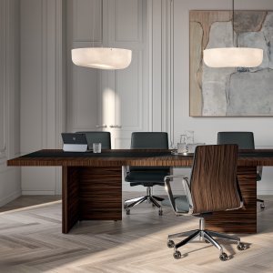 Designer desk composition with e-10 bookshelf and executive chair