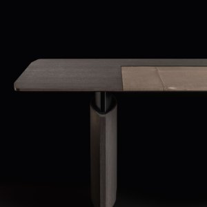 Low Eleva sideboard on slender steel legs in dark grey oak