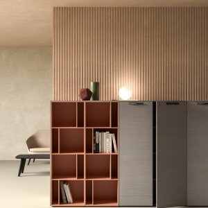 The four Eleva mood palettes combining oak leather and lacquer