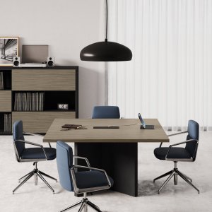 Elite compound boardroom table 560 cm with wire-manager column, Light Poplar