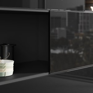 Elite boiserie wall shelves with integrated LED strip above the desk