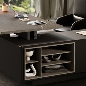 Elite monolithic cabinet with back-lacquered glass sliding doors in London Grey