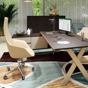 Executive desk Sant'Andrea by Estel with crossed aluminium legs
