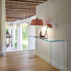 Glass side of the Rialto desk by FIAM