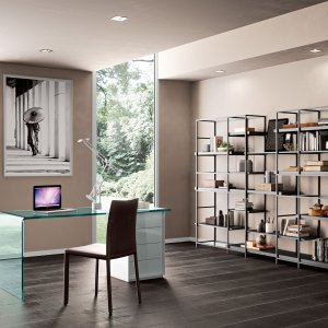 Rialto L shelves with chromed brackets
