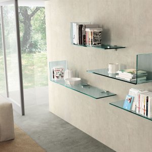 Varnished glass fronts of the Rialto L drawer unit