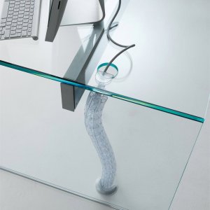 Air Desk by Gallotti & Radice with leather-effect laminated crystal top