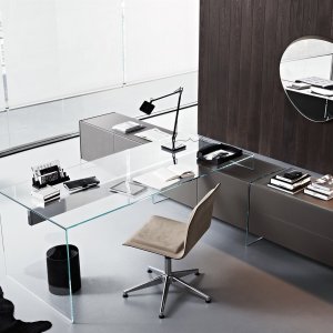 Designer desk Air Desk by Gallotti & Radice in transparent crystal