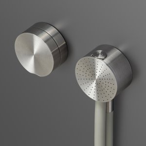Giotto by Cea Design wall-mounted mixer in satin stainless steel