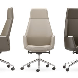 Closed armrests of the Musa flowing into the seat
