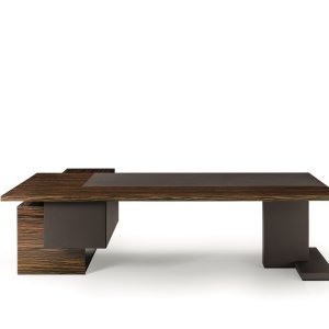 Ebony type veneer on the desk top