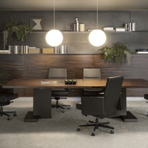 Asymmetrical cabinet with lacquered doors