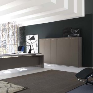 Executive office with Athos desk in Dark Brown and Moka lacquered pedestal