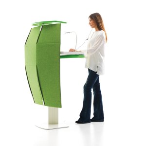 Funny Sat in green fabric with lacquered welcome shelf