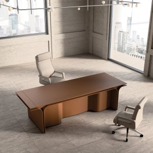Classic executive desk Jazz Ray by Mascheroni with leather-clad top and drawers
