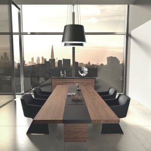 Drawer fronts in veined black walnut