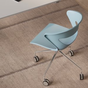 Chrome sled base under a White Kicca shell, photographed side on
