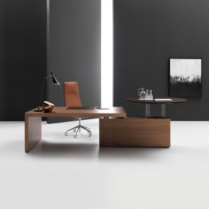 Kyo meeting table in tobacco oak with flip top