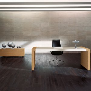 Designer office desk Kyo by Martex with structural cabinet