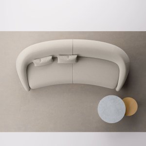 Low backrest of the Apper sofa turning into the armrest in one line