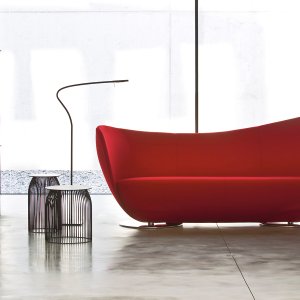 Two-seat sofa Mon Coeur in red, as photographed on the LaCividina data sheet