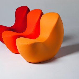 Back of the LaCividina Nautile armchair, with no arms and no visible legs