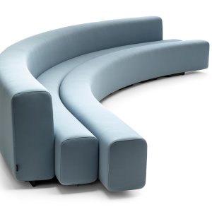 Curved Osaka sofa by LaCividina drawn to a 258 cm back radius in a lobby