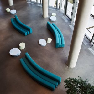 Two-tone Osaka sofa in a hotel lobby