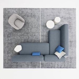 Suiseki sofa in removable fabric for contract use