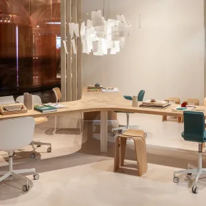 Three-arm star composition of Brunch tables by Lapalma