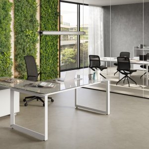 Service unit used as structural support for a 5th Element desk