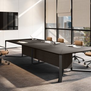 I-Meet credenza on ring-shaped chrome legs with 3D-foil doors