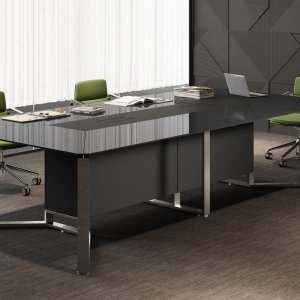 Aluminium top access with electrical sockets open on an I-Meet table